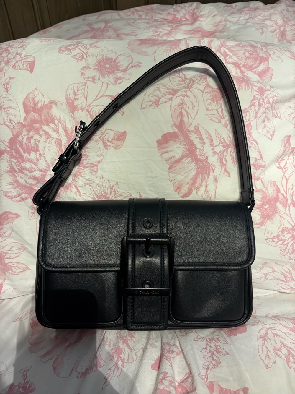 Black Michael Kors Colby Leather Shoulder Bag - Women’s Classic Buckle Bag